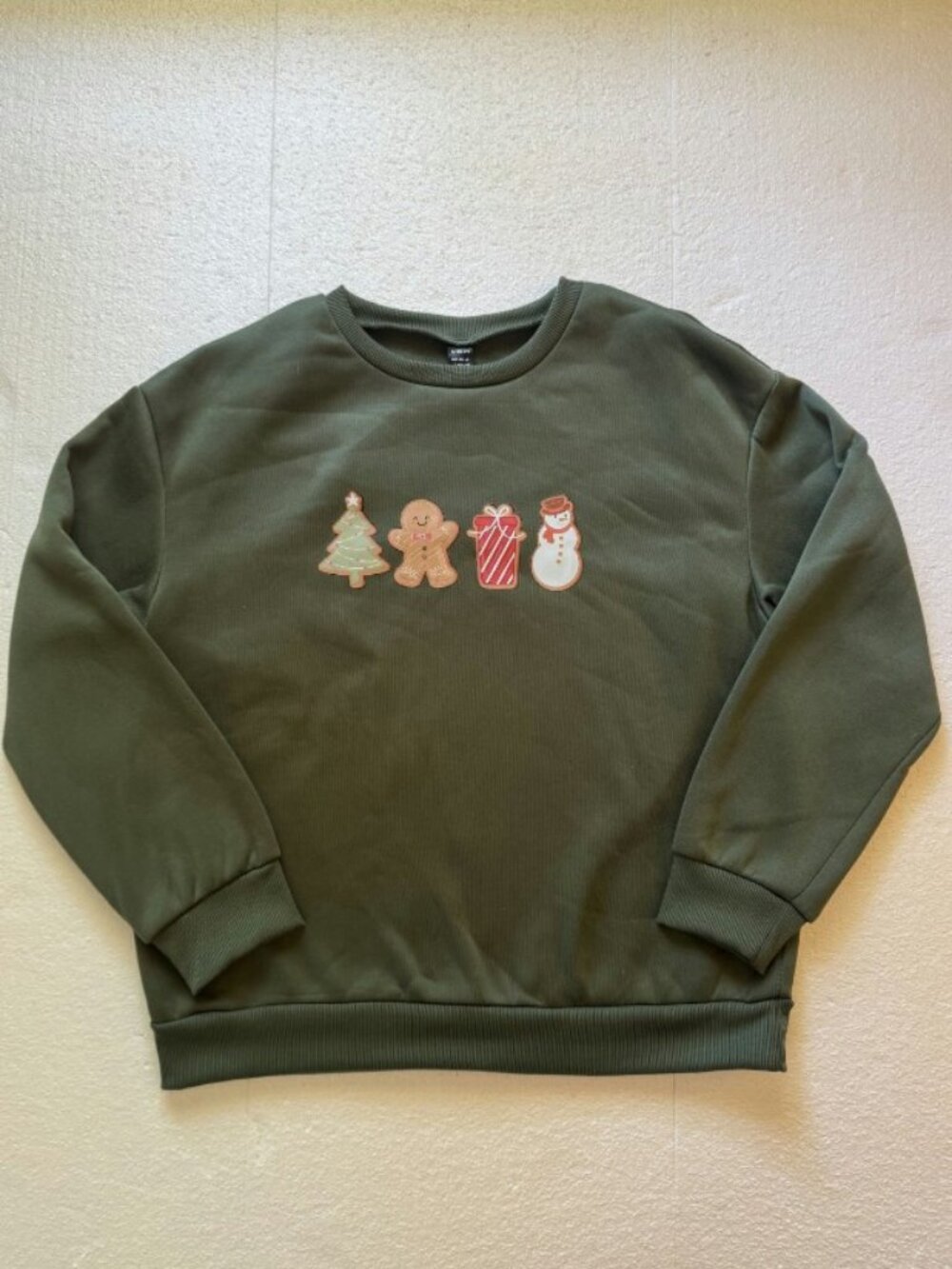 Olive Green Christmas Crewneck Sweatshirt Women's Large